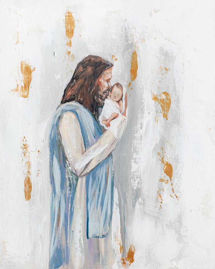 Jesus and Baby 'I Knew You' in Acrylic Gold Frame 4x6