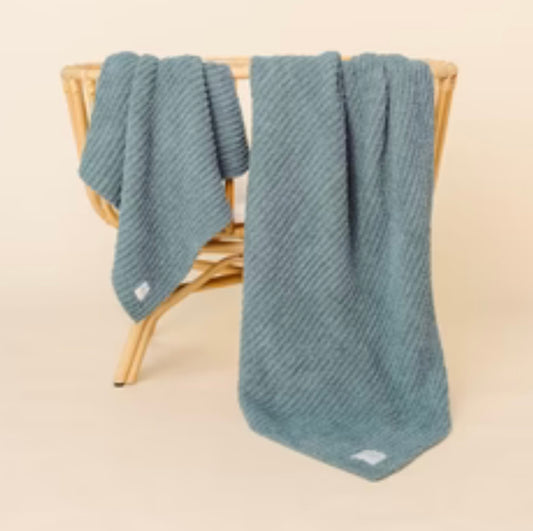 CHENILLE BLANKET - OCEAN BLUE